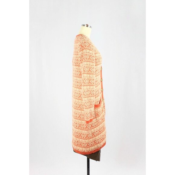MOTH Orange Cotton Jacquard Knit Duster Cardigan Sweater, Size M - Picture 2 of 15